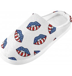 Lips America Flag Slippers for Women and Men Fuzzy House Slippers Cozy Memory Foam Nonslip Family Slippers $16.00 Slippers