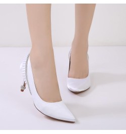 Pointed Toe Heels for Women Casual Dressy Closed Toes Shoes Women's Slip-on Heels Dress Pump Shoes Blue $28.39 Pumps