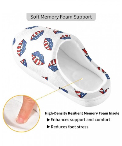 Lips America Flag Slippers for Women and Men Fuzzy House Slippers Cozy Memory Foam Nonslip Family Slippers $16.00 Slippers