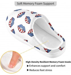 Lips America Flag Slippers for Women and Men Fuzzy House Slippers Cozy Memory Foam Nonslip Family Slippers $16.00 Slippers