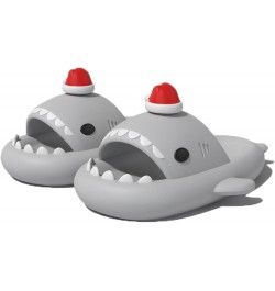 Christmas Edition Shark Slides, Cloud Shark Sandals 3D Cartoon Christmas Shark Slippers for Women Men Grey $15.63 Slippers