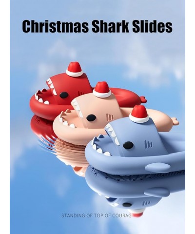 Christmas Edition Shark Slides, Cloud Shark Sandals 3D Cartoon Christmas Shark Slippers for Women Men Grey $15.63 Slippers