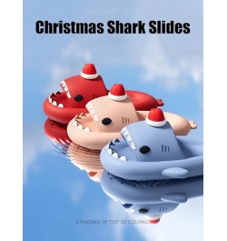 Christmas Edition Shark Slides, Cloud Shark Sandals 3D Cartoon Christmas Shark Slippers for Women Men Grey $15.63 Slippers