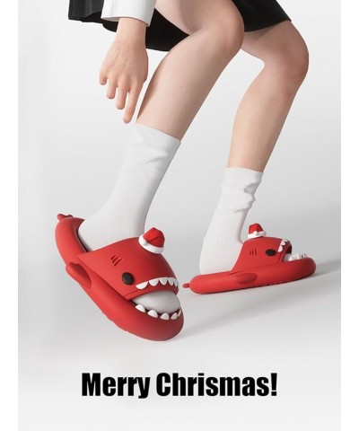 Christmas Edition Shark Slides, Cloud Shark Sandals 3D Cartoon Christmas Shark Slippers for Women Men Grey $15.63 Slippers