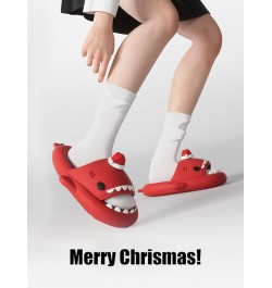 Christmas Edition Shark Slides, Cloud Shark Sandals 3D Cartoon Christmas Shark Slippers for Women Men Grey $15.63 Slippers