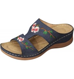 Sandals Ladies Flower Women's Fashion Shoes Summer Wedge Heel Embroidery Women's Sandals 400 Sandals for Women (Red, 9) 8.5 B...