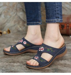 Sandals Ladies Flower Women's Fashion Shoes Summer Wedge Heel Embroidery Women's Sandals 400 Sandals for Women (Red, 9) 8.5 B...