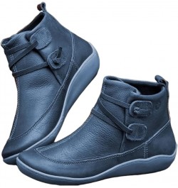 Boots For Women Ankle Booties Flat Comfortable Casual Dressy Western Elegant Wide Width Fashion Boot Pull-On W-blue $16.79 Boots