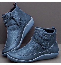 Boots For Women Ankle Booties Flat Comfortable Casual Dressy Western Elegant Wide Width Fashion Boot Pull-On W-blue $16.79 Boots