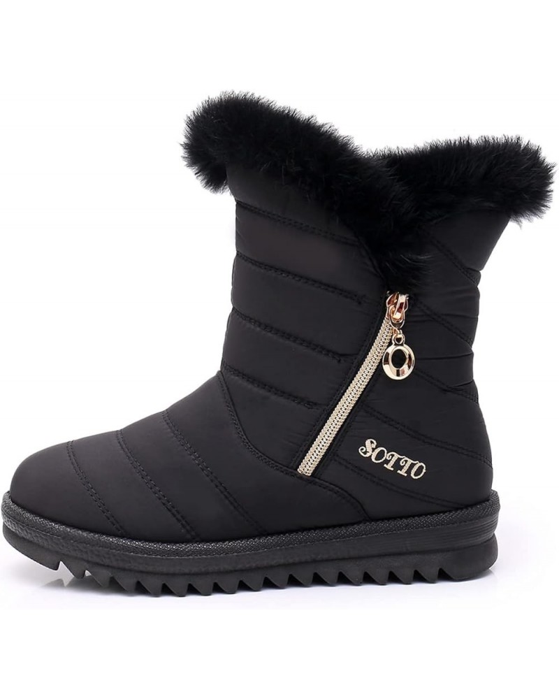 Snow Boots Winter Warm Boots for Women's Snow Boots Ankle Boots Warm Shoes Boots Boot lace Um2-black $15.95 Boots