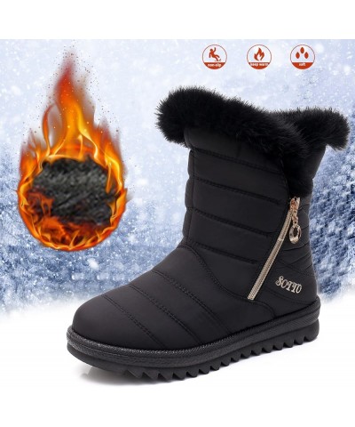 Snow Boots Winter Warm Boots for Women's Snow Boots Ankle Boots Warm Shoes Boots Boot lace Um2-black $15.95 Boots