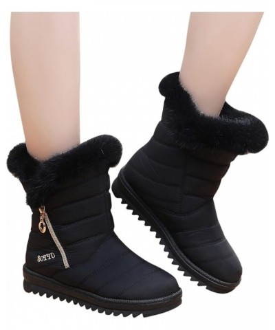 Snow Boots Winter Warm Boots for Women's Snow Boots Ankle Boots Warm Shoes Boots Boot lace Um2-black $15.95 Boots