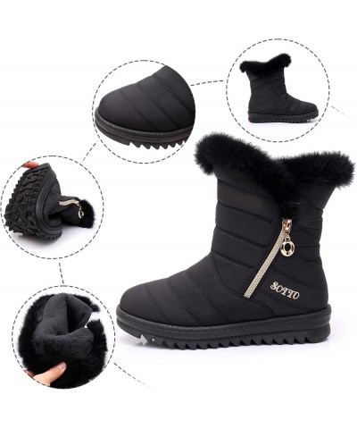 Snow Boots Winter Warm Boots for Women's Snow Boots Ankle Boots Warm Shoes Boots Boot lace Um2-black $15.95 Boots