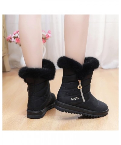 Snow Boots Winter Warm Boots for Women's Snow Boots Ankle Boots Warm Shoes Boots Boot lace Um2-black $15.95 Boots