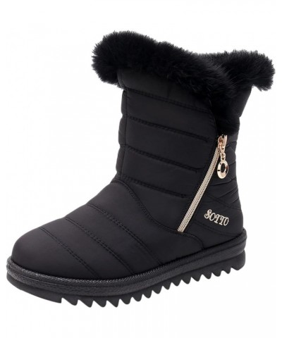 Snow Boots Winter Warm Boots for Women's Snow Boots Ankle Boots Warm Shoes Boots Boot lace Um2-black $15.95 Boots