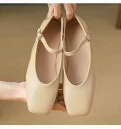 Women's Vintage Mary Jane Shoes Ankle Strap Square Toe Flats Uniform Dress Shoes Ballet Flats 257-khaki $13.17 Flats