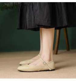 Women's Vintage Mary Jane Shoes Ankle Strap Square Toe Flats Uniform Dress Shoes Ballet Flats 257-khaki $13.17 Flats