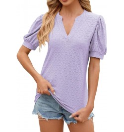 Womens Summer Fall Top Shirt Casual Round Neck Cute Puff Sleeve Short Sleeve Blouse Top Long Sleeve T Shirt Women Purple $11....