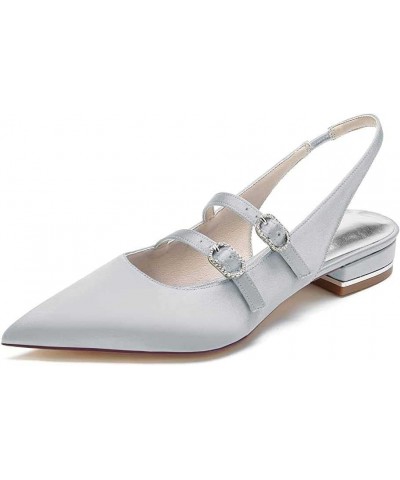 Women's Bridal Wedding Flat Shoes Ballet Flats Pull On Bride Pointed Toe Prom Evening Bridal Party Dress Flats Silver 38 $34....