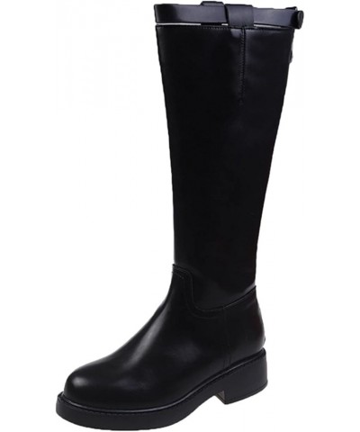 Women Mid Calf Boots Autumn and Winter Fashion Simple Solid Color Comfortable Square Heel Zipper Mid Height Rain Boots (Black...