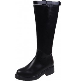 Women Mid Calf Boots Autumn and Winter Fashion Simple Solid Color Comfortable Square Heel Zipper Mid Height Rain Boots (Black...