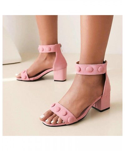 Buckle Slip on Slide Sandals Women Summer New Fish Mouth Sandals Thick Heel High Heel Back Zipper Versatile (Black, 6.5) 7 Pi...