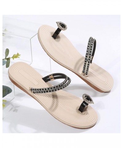 Tie Sandals for Women Flat Women Slippers Flat Toe Slippers Rhinestone Slippers Fashion Beach Sandals (Red, 7.5) 8 Black $17....