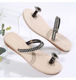 Tie Sandals for Women Flat Women Slippers Flat Toe Slippers Rhinestone Slippers Fashion Beach Sandals (Red, 7.5) 8 Black $17....