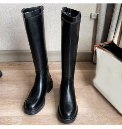 Women Mid Calf Boots Autumn and Winter Fashion Simple Solid Color Comfortable Square Heel Zipper Mid Height Rain Boots (Black...