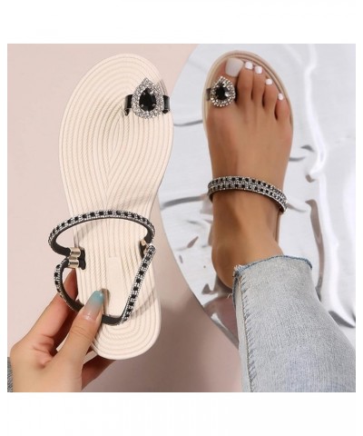 Tie Sandals for Women Flat Women Slippers Flat Toe Slippers Rhinestone Slippers Fashion Beach Sandals (Red, 7.5) 8 Black $17....