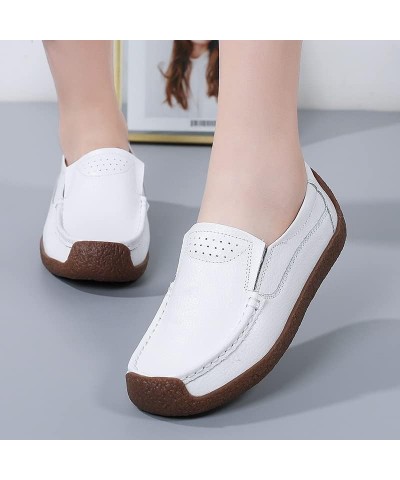 Women's Slip-on Round Toe Loafers Classic Dance Ballet Flat Shoes Casual Lightweight Boat Shoes Driving Moccasins Flats White...