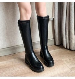 Women Mid Calf Boots Autumn and Winter Fashion Simple Solid Color Comfortable Square Heel Zipper Mid Height Rain Boots (Black...