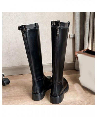 Women Mid Calf Boots Autumn and Winter Fashion Simple Solid Color Comfortable Square Heel Zipper Mid Height Rain Boots (Black...