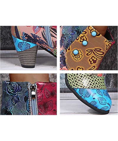 Cowboy Boots for Womens Square Toe Waterproof Tie Dye Low Chunky Heel Pull-Up Tabs Knee High Western Cowgirl Boots National S...