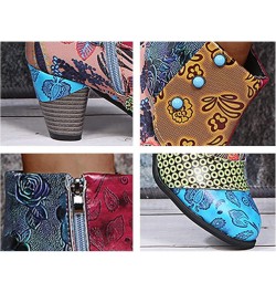 Cowboy Boots for Womens Square Toe Waterproof Tie Dye Low Chunky Heel Pull-Up Tabs Knee High Western Cowgirl Boots National S...