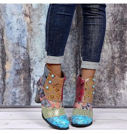 Cowboy Boots for Womens Square Toe Waterproof Tie Dye Low Chunky Heel Pull-Up Tabs Knee High Western Cowgirl Boots National S...