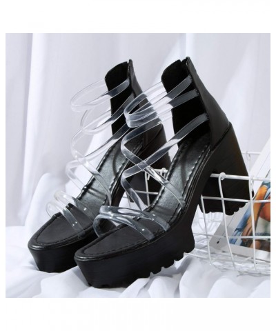 3 inch heels for women Chunky Heel Sandals for Women pink Low Block Heel Sandals chunky heels for women Black $17.43 Sandals