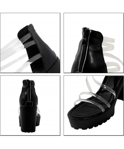 3 inch heels for women Chunky Heel Sandals for Women pink Low Block Heel Sandals chunky heels for women Black $17.43 Sandals