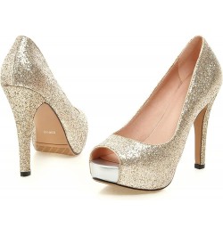 Women Stiletto Pumps, High Heel Pumps Round Toe Slip On Evening Shoes with Platform Sequins Elegant, Size 3.5-10 Gold-7 $27.8...