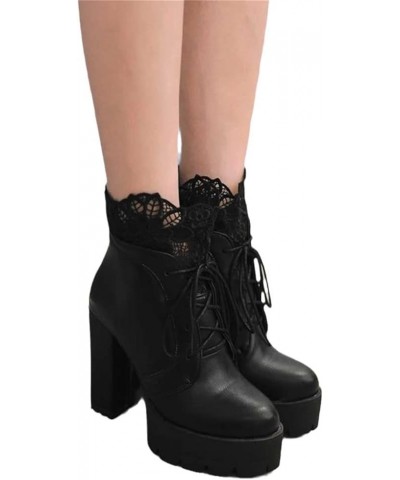 Gothic Lace Up Booties Women's Chunky Heels Zipper High Heels Platform Ankle Boots Women Cosplay Ankle Boots Ankle Shoes for ...