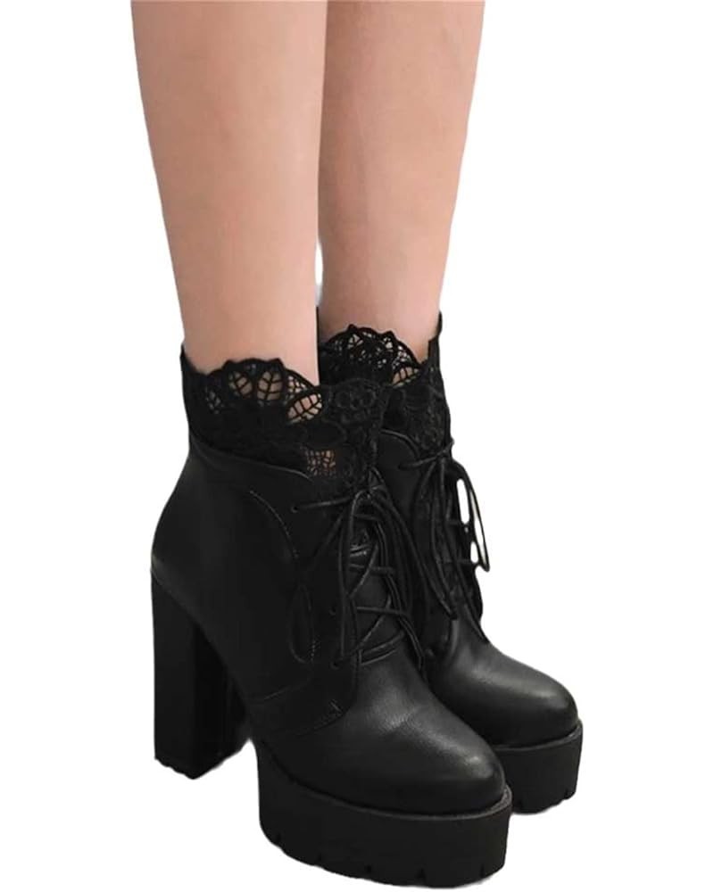 Gothic Lace Up Booties Women's Chunky Heels Zipper High Heels Platform Ankle Boots Women Cosplay Ankle Boots Ankle Shoes for ...