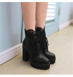 Gothic Lace Up Booties Women's Chunky Heels Zipper High Heels Platform Ankle Boots Women Cosplay Ankle Boots Ankle Shoes for ...