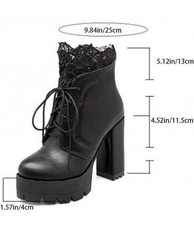 Gothic Lace Up Booties Women's Chunky Heels Zipper High Heels Platform Ankle Boots Women Cosplay Ankle Boots Ankle Shoes for ...