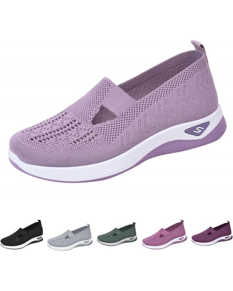 Women's Woven Orthopedic Breathable Soft Shoes Go Walking Slip on Foam Shoes Hands Free Slip in Sneakers Arch Support Shoes 0...