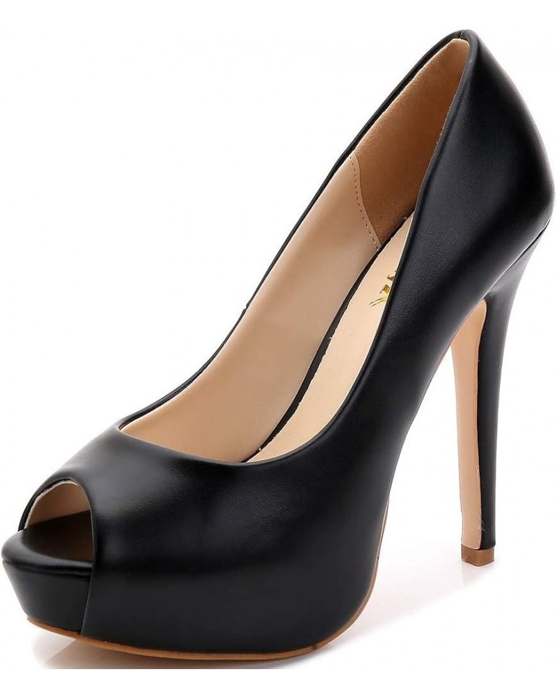 Women Peep Toe High Heels Wedding Platform Shoes Party Dress Stiletto Pump Black $32.32 Pumps