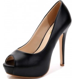 Women Peep Toe High Heels Wedding Platform Shoes Party Dress Stiletto Pump Black $32.32 Pumps