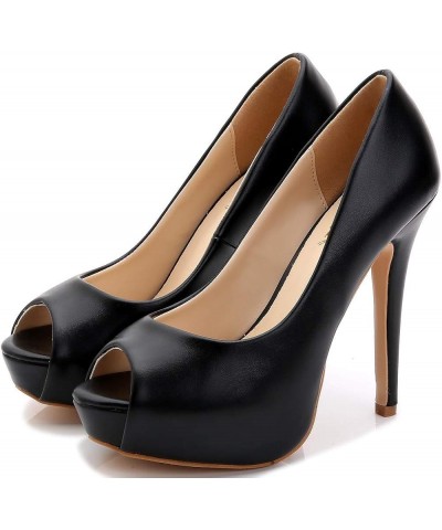 Women Peep Toe High Heels Wedding Platform Shoes Party Dress Stiletto Pump Black $32.32 Pumps