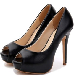 Women Peep Toe High Heels Wedding Platform Shoes Party Dress Stiletto Pump Black $32.32 Pumps