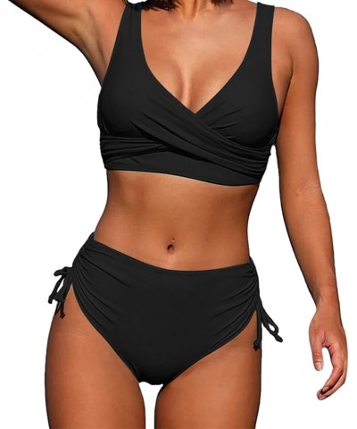 Plus Size Bathing Suits for Women with Shorts Waist Women Hight Swimsuit Swimwear Piece High Suit Cut Bikini Set Black 1 $17....