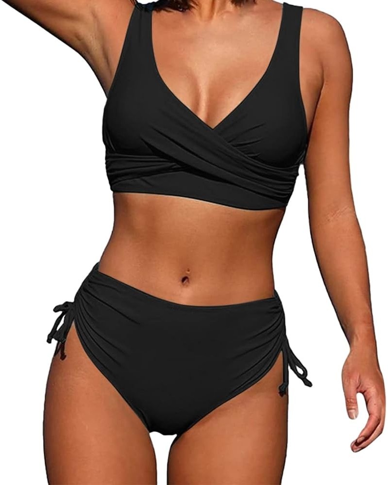 Plus Size Bathing Suits for Women with Shorts Waist Women Hight Swimsuit Swimwear Piece High Suit Cut Bikini Set Black 1 $17....